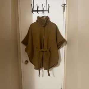 Women's Faux Fur Tan Cape Coat